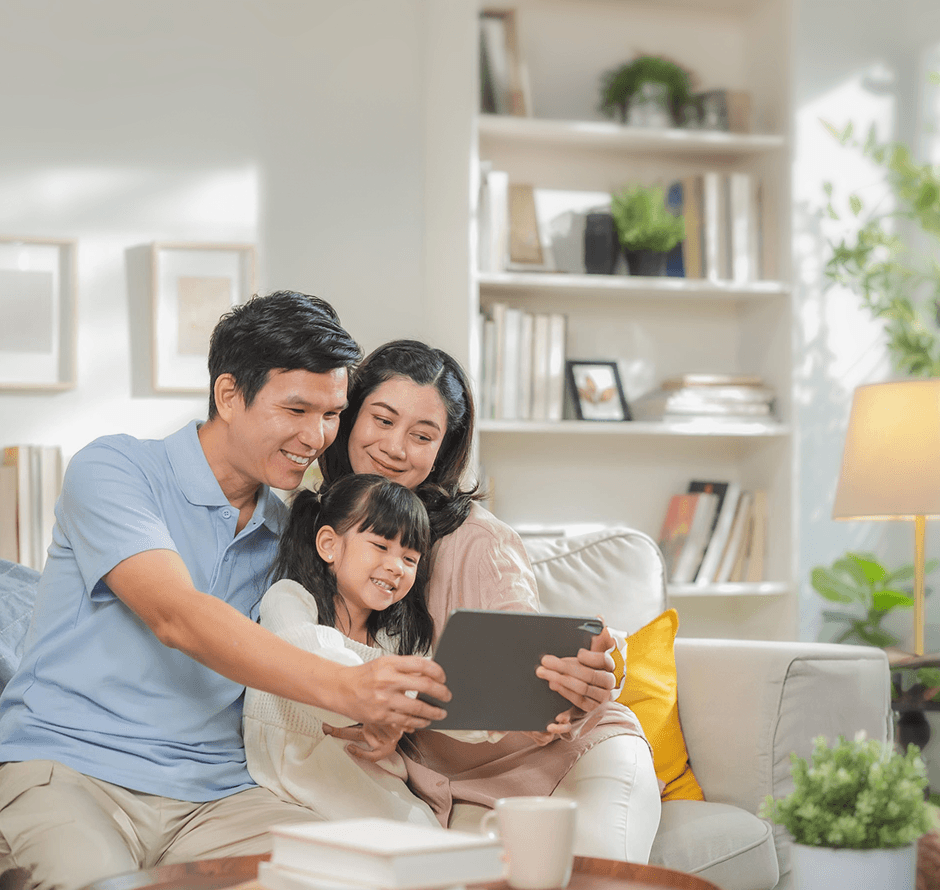 Family using tablet